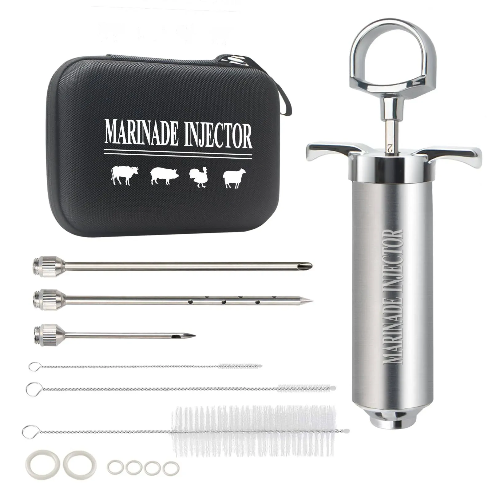 Uironly Meat Injector,Turkey Seasoning Injection Kit with 3 Professional Marinade ...