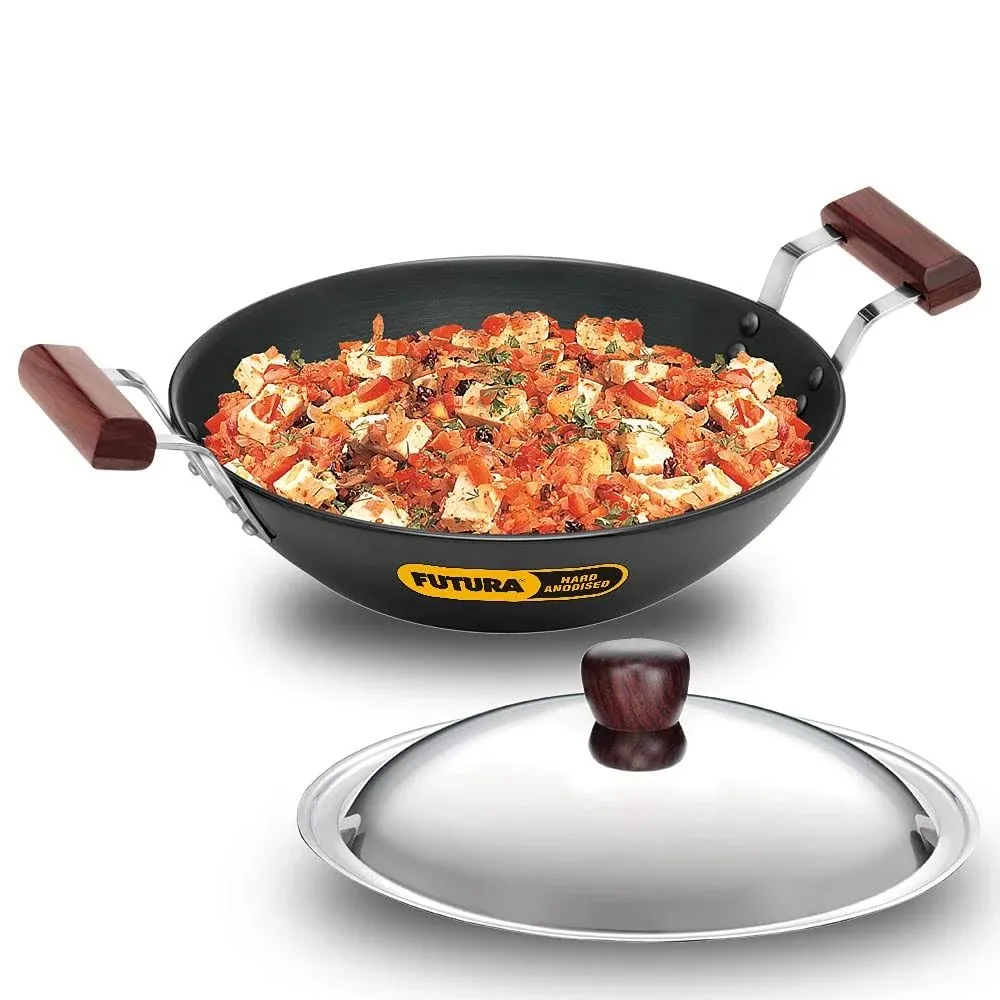 Futura iL23 Induction Compatible Hard Anodised Flat Bottom Deep Fry Pan / Kadhai ...