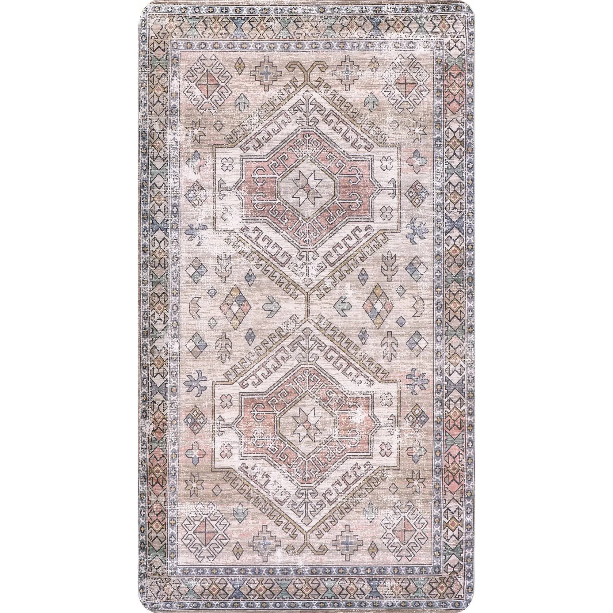 nuLOOM Mae Tribal Motif Kitchen or Laundry Comfort Mat, 2x3, Peach