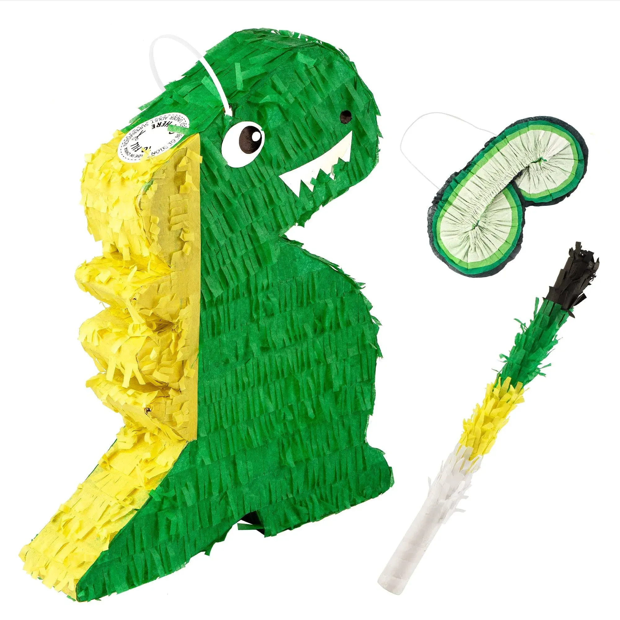 IMPRESA Dinosaur Pinata for Jurassic Size Fun at Parties & Celebrations - T-Rex Dino Pinata Includes Blind-Fold & Baton - Excellent Addition to a Dinosaur Birthday Party - Dinosaur Party Games -1 Set