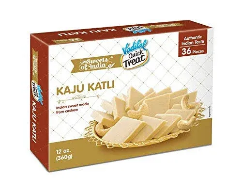 Vadilal Kaju Katli 360 Grams (36pcs) Authentic Indian Sweets Made with Cashew Nuts