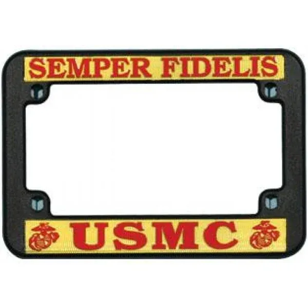 USMC Motorcycle Plastic License Plate Frame Free Screw Caps Included