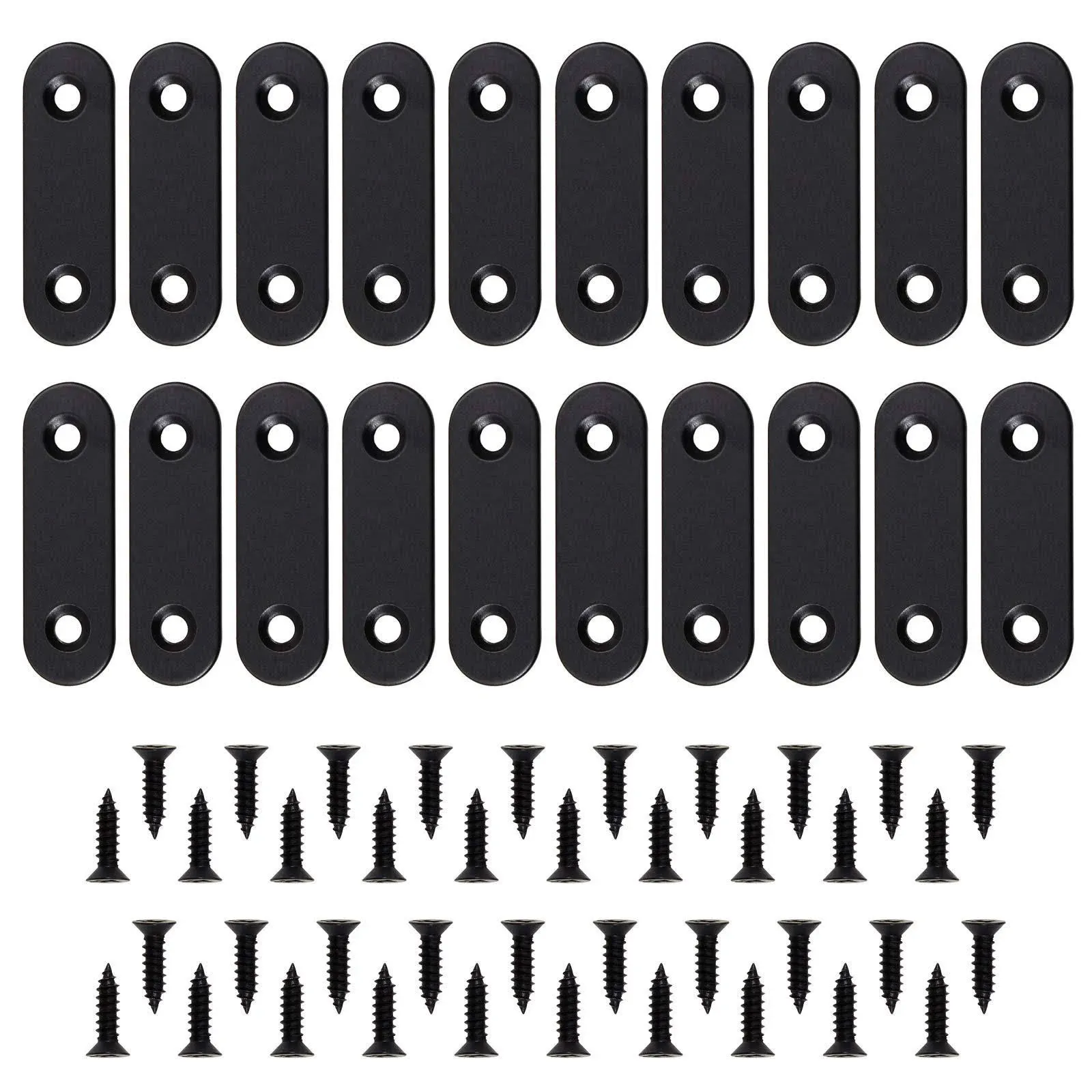 BokWin 20pcs 16 x 50 mm Straight Brace Stainless Steel Black Straight Flat Brace ...