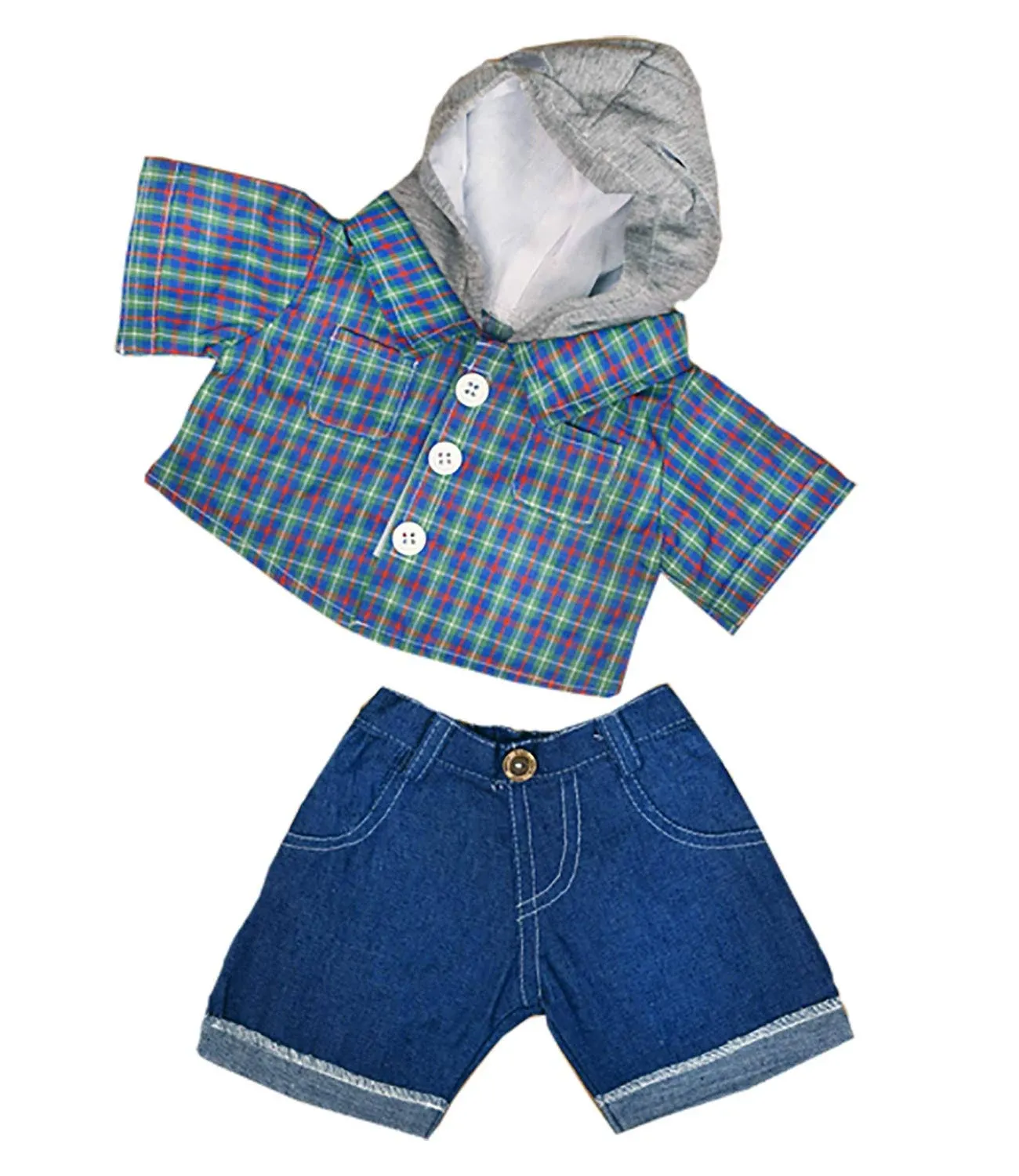 Skater Hoodie with Denim Pants Teddy Bear Outfit (16")