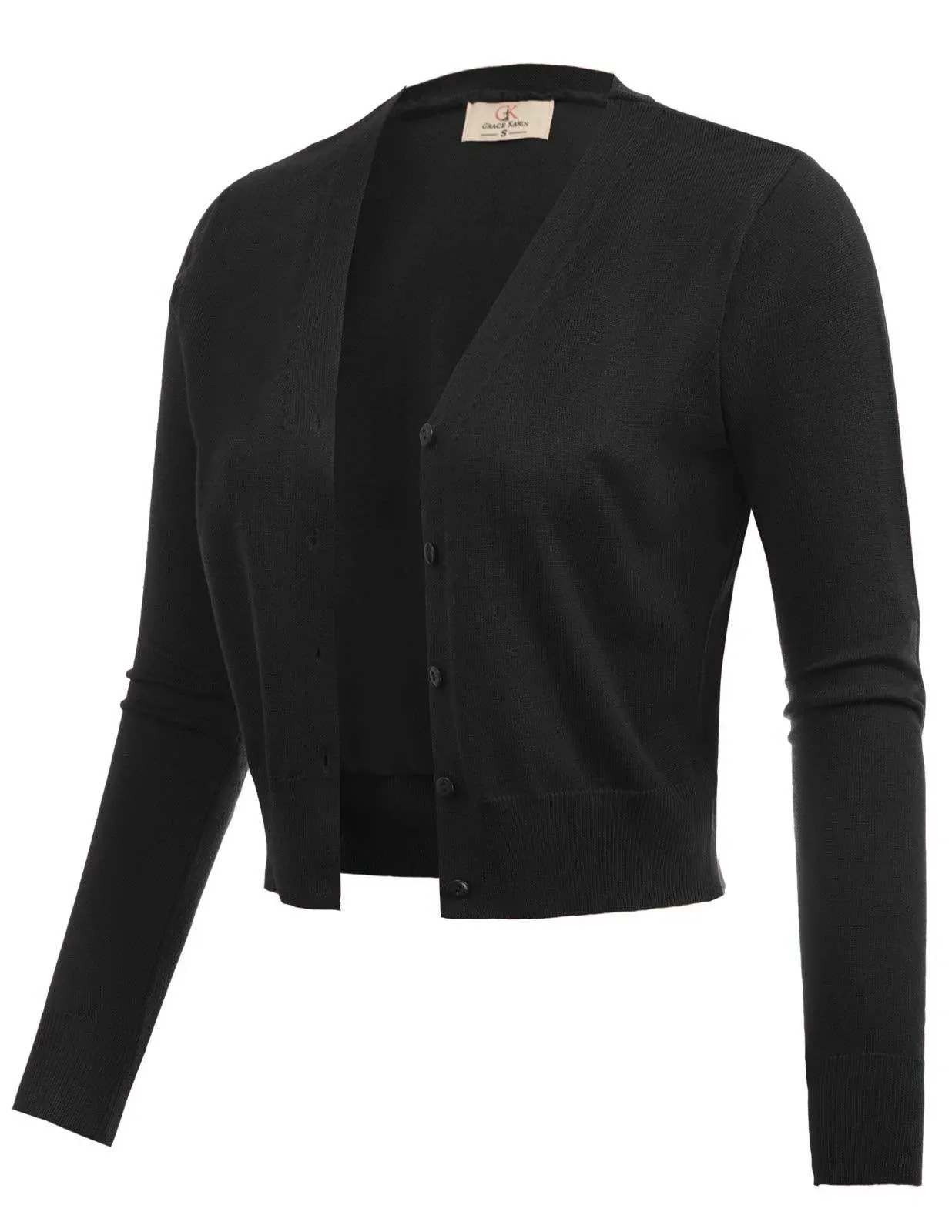 Grace Karin Woven Long Sleeve Bolero Shrug Jacket Cardigan Black Size L Cl2000-1