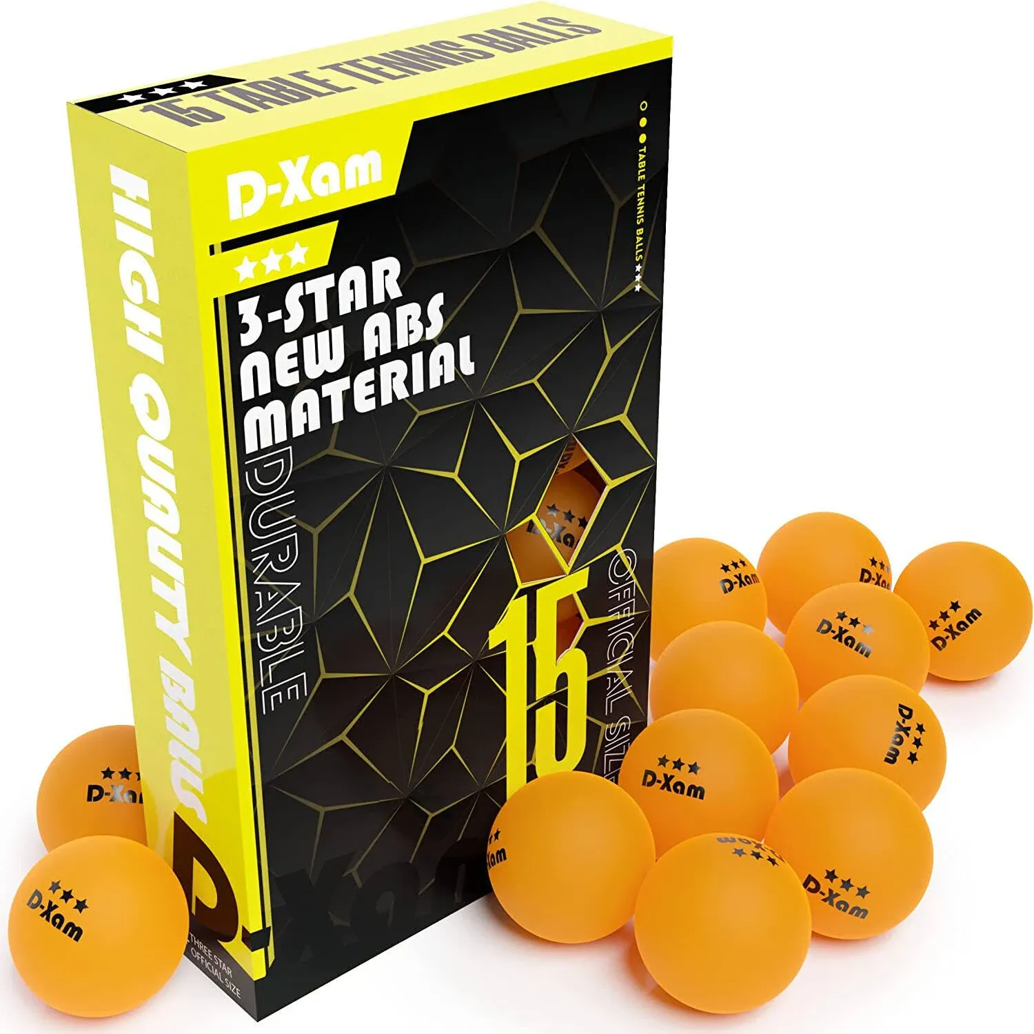 Ping Pong Balls 15 Pack White or Orange Table Tennis Balls 1 Star or 3 Star Training & Practice Paddles Ball Ideal for Christmas Halloween DIY Art Craft