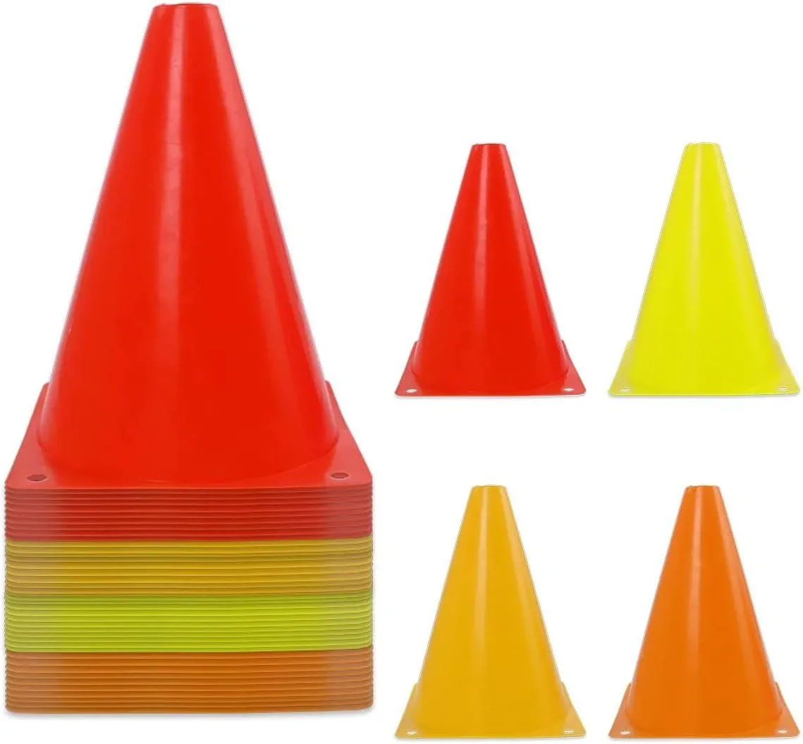 40 PCS 7 Inch Plastic Soccer Cones Sports Agility Training Drills Field Marke...