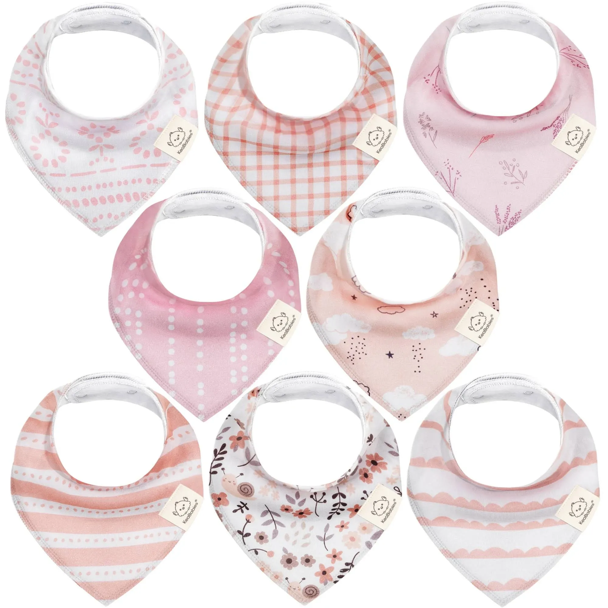 KeaBabies 8-Pack Organic Baby Bandana Bibs