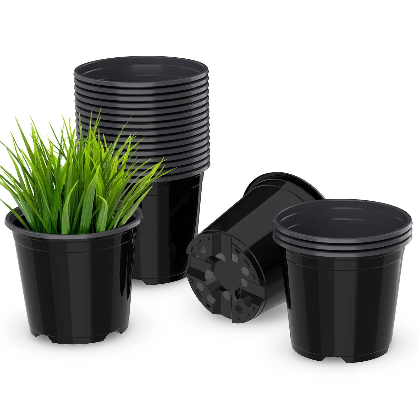 DUNPUTE 4 5 6 inch Nursery Pots, 20 Packs Variety Plastic Pots with Drainage Hole ...