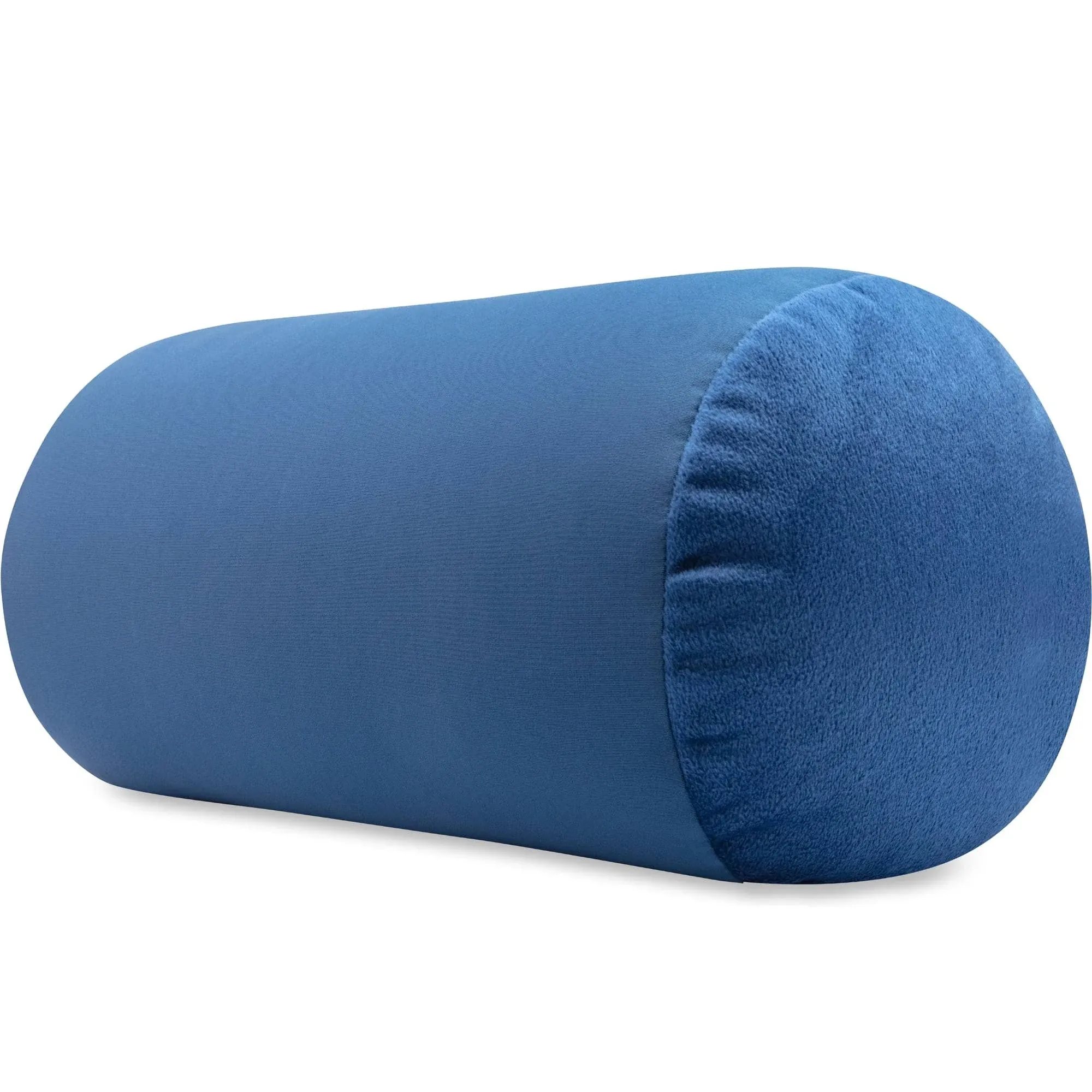 Microbead Bolster Neck Roll Pillow, Gently On Body, Head, Neck & Shoulders No Pain Rest, Relax Sleep - Silky Feel Prevent Wrinkles & Hair Breakage - Lightweight Cylinder Tube, 14" x 8", Peacock Blue