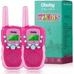 Obuby Walkie Talkies for Kids, 22 Channels 2 Way Radio Kid Gift Toy 3 KMs Long Range with Backlit LCD Flashlight Best Gifts Toys for Boys and Girls to Outside Adventure, Camping (Pink)