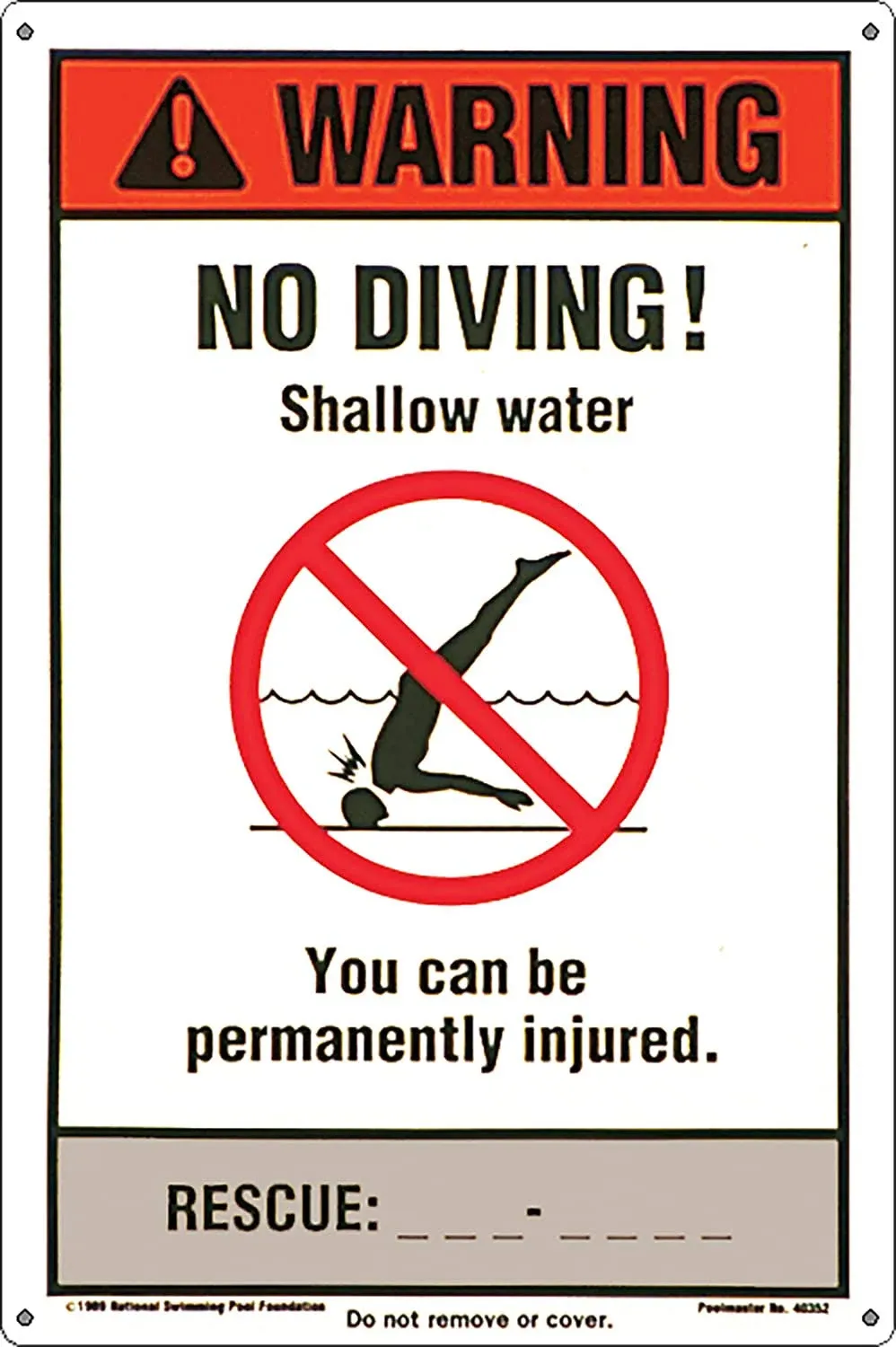 Poolmaster Sign for Residential or Commercial Swimming Pools, NSPF No Diving