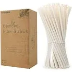 Biodegradable Bamboo Fiber Straws 200 Pcs 78 Compostable Eco-Friendly Drinking ...