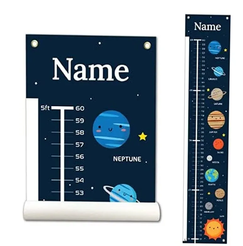 Personalized Kids Canvas Growth Chart, Height Chart, Growth Chart Banner, Planet