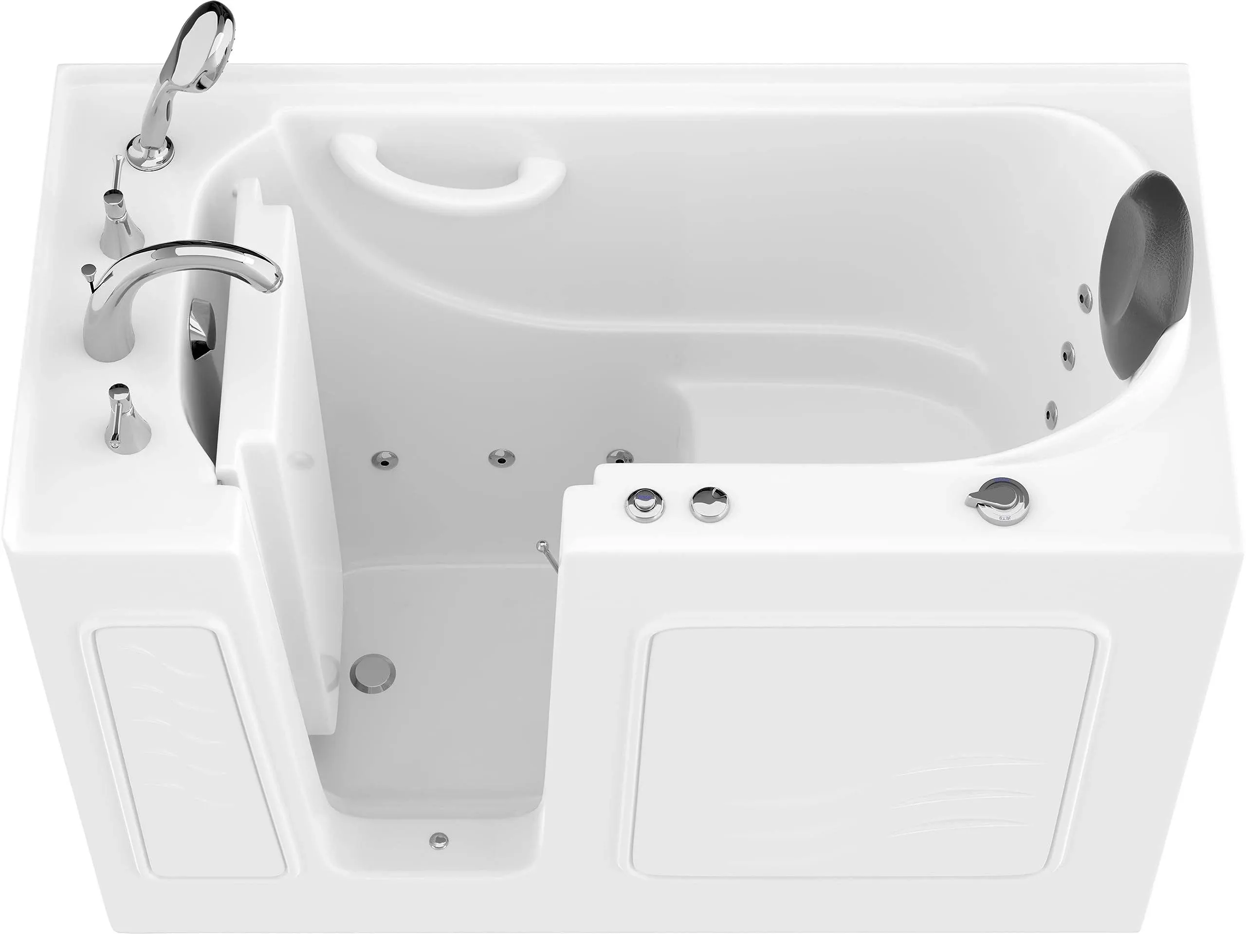 ANZZI 53 - 60 in. x 26 in. Left Drain Whirlpool Jetted Walk-In Tub in White AMZ2653LWH-CP