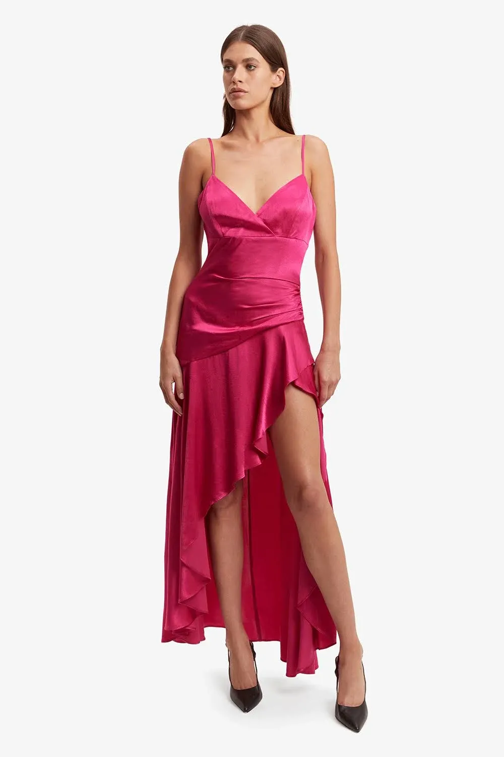 Sorella Ruffled Satin Maxi Dress