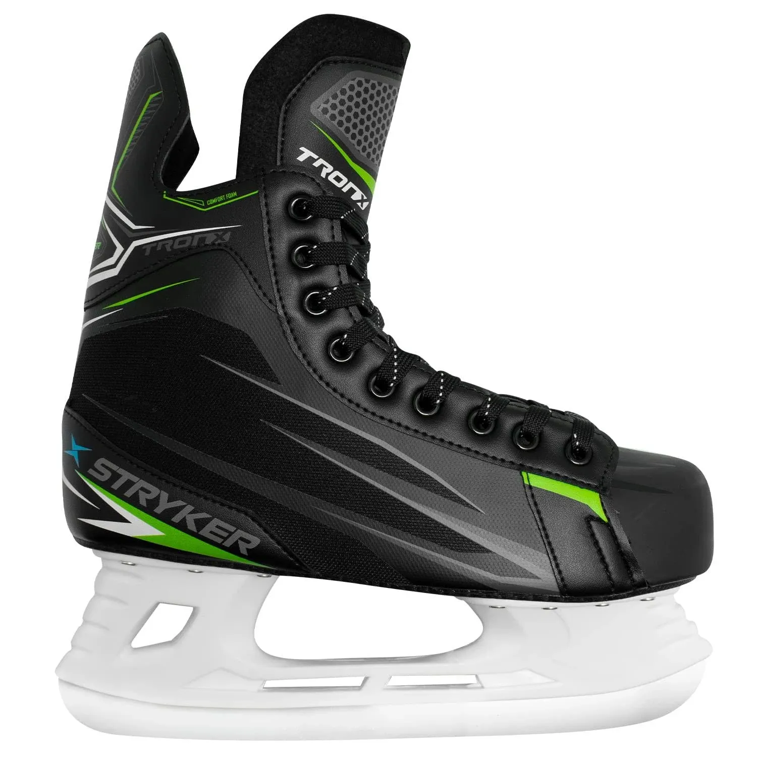 TronX Stryker Soft Boot Senior Men Boys Kids Ice Hockey Skates - All Adult and Junior Sizes - Great for Recreational Skating