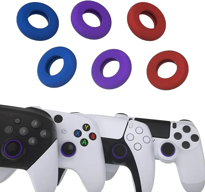 PlayVital 3 Pairs Silicone BuffeRings Aim Assist Target Motion Control Precision Rings for PS5, for PS4, for Xbox Series X/S, Xbox One, Xbox 360, for Switch Pro, for Steam Deck - 3 Different StrengthsPlayVital 3 Pairs Silicone BuffeRings Aim Assist Targe