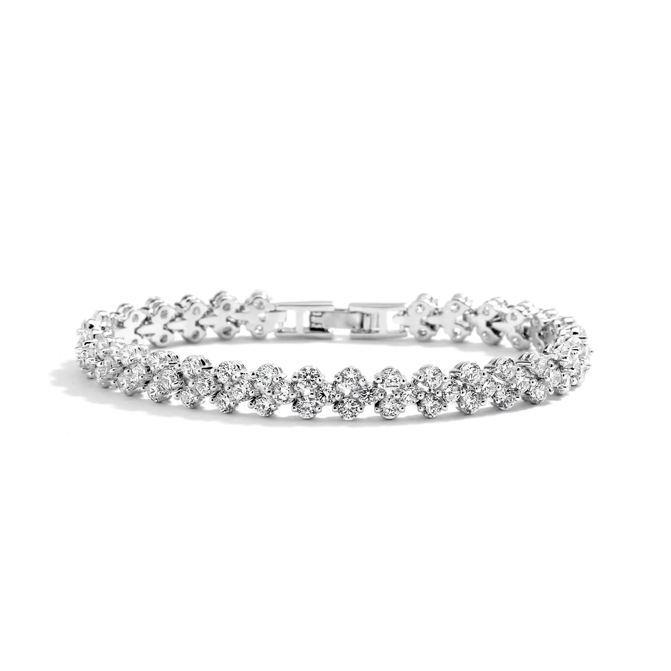 Mariell Rhodium Cubic Zirconia Wedding or Prom Tennis Bracelet for Bridal or Everyday Wear