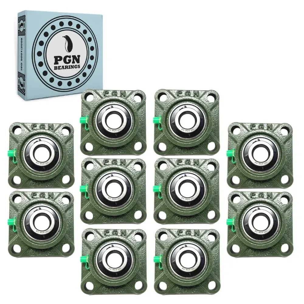 PGN Bearings PGN UCF 204-12 Pillow Block Bearing - Pack of 10 Square Flange ...