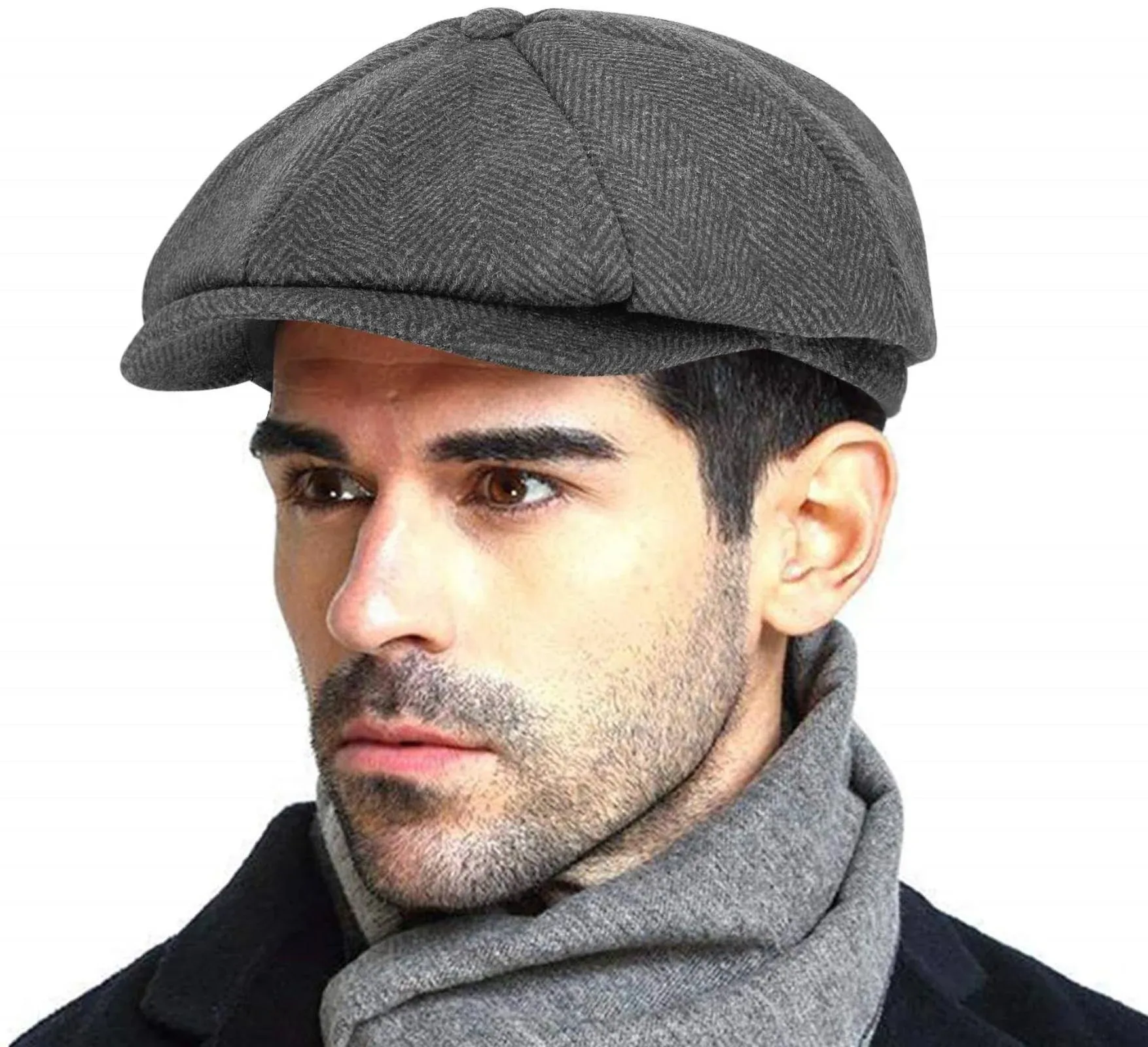 Fashion Men’s Classic Newsboy Gatsby Hat Blend Wool Vintage Flat Ivy Cabbie Cap ...