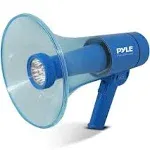 Pyle Portable Compact PA Megaphone Speaker w/Alarm Siren, Adjustable Volume, 40 W Handheld Lightweight Marine Grade Waterproof Bullhorn, LED Flashlight, AA Battery Powered, Indoor Outdoor (PMP66WLT)