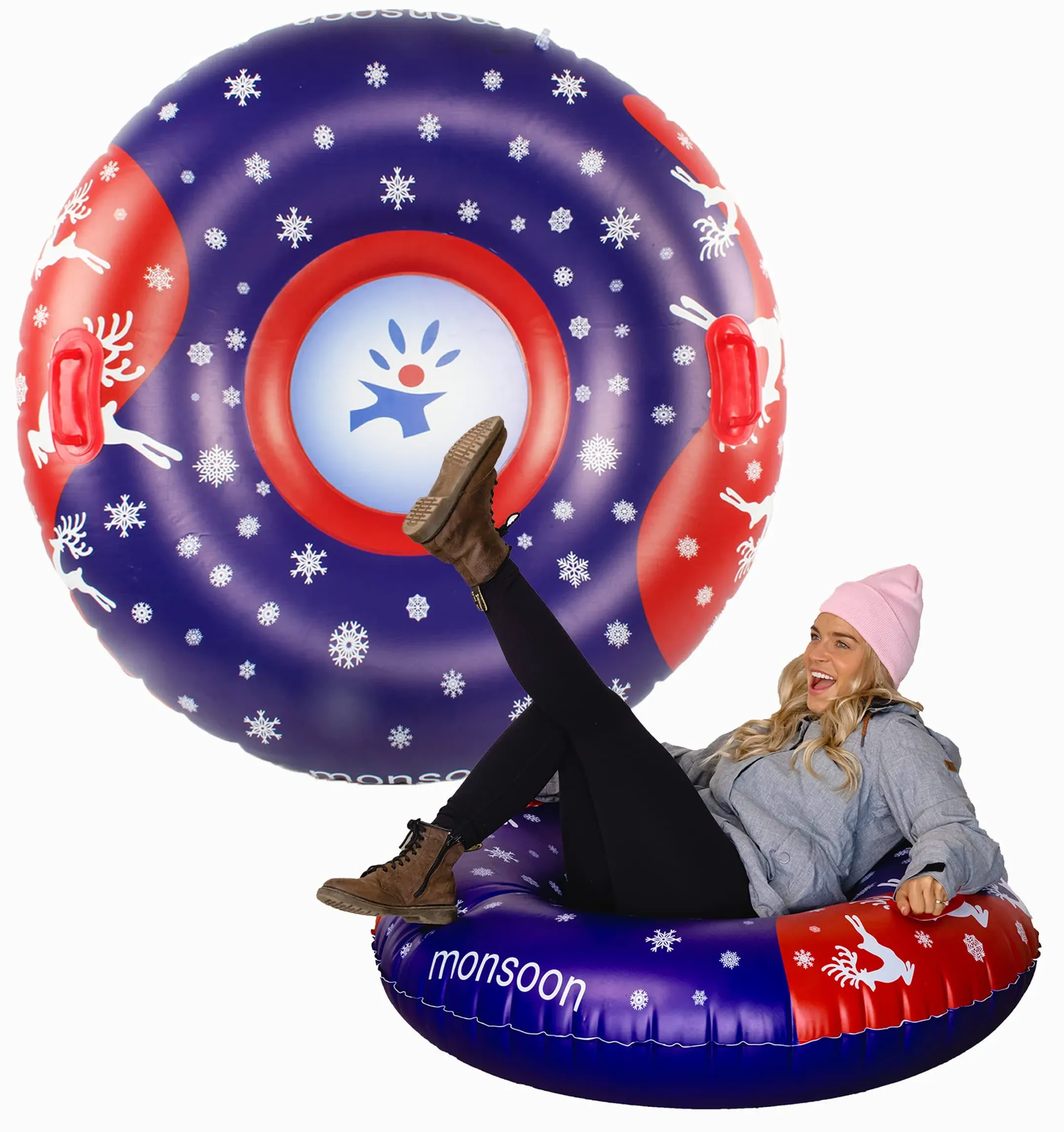 monsoon Glider Luxury Snow Tube for Sledding Heavy Duty Sleds with Handles ...