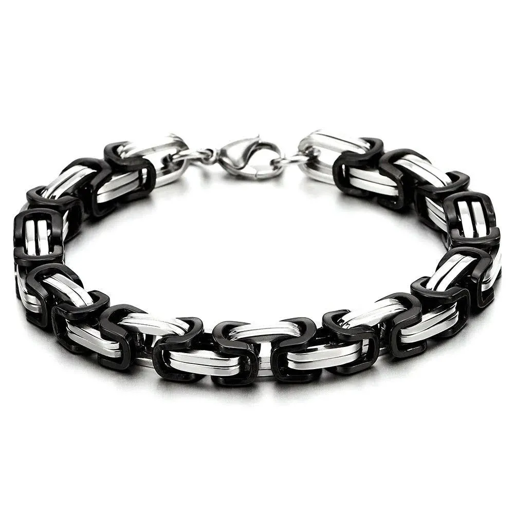 COOLSTEELANDBEYOND Mens Women New Stainless Steel Braided Link Bracelet Polished