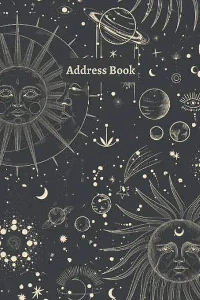 Address Book with Alphabetical Tabs : Celestial Design Address Book Sun Moon Mystical