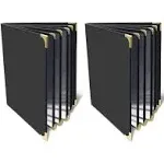 Menu-Covers 8.5 x 11 Restaurant - 2 Pack Menu Sleeve 4 Page 8 View Premium Faux Leather Transparent Black for Bar Cafe Book Folder