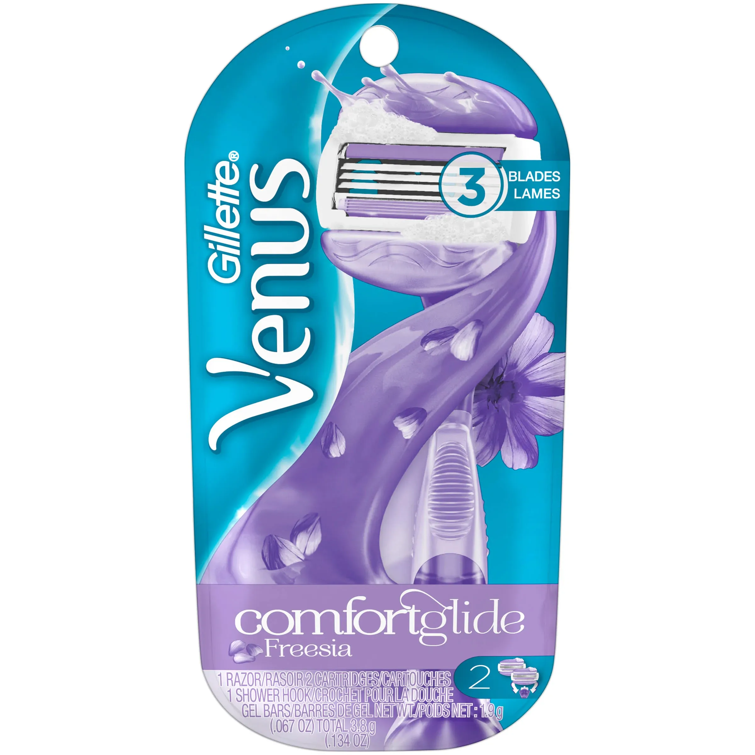 Gillette Venus ComfortGlide Freesia Women's Razor - 1 Handle + 2 Refills