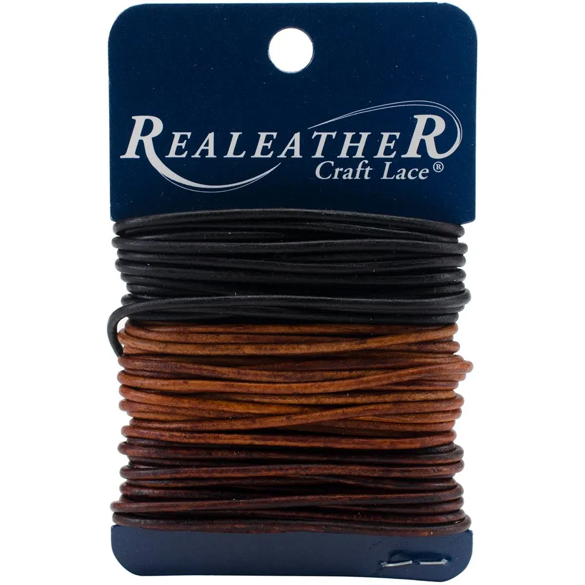 Realeather Crafts Round Leather Lace 2mmX8yd Carded Ebony, Cedar & Mahogany