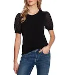 Cece Women's Puff Sleeve Mixed Media Top