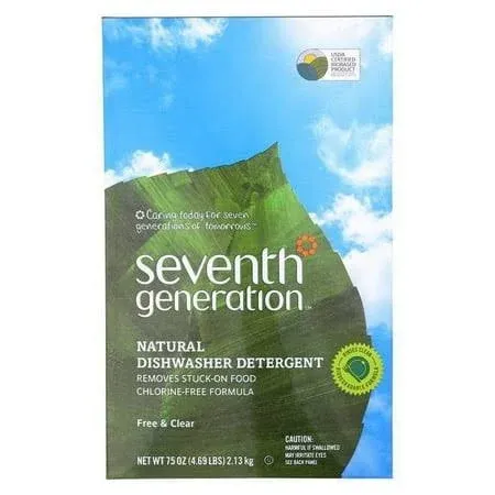 Seventh Generation Auto Dish Powder - Free and Clear - Case of 8 - 75 oz.