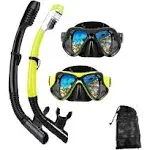 Snorkeling Gear for Adults Snorkel mask Set Scuba Diving mask Dry Snorkel Swimming Glasses Swim Dive mask Nose Cover Youth Diving