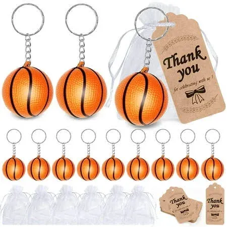 CiciBear 36 Pack Sports Party Return Favors with 12 Mini Basketball Keychains, 12 ...