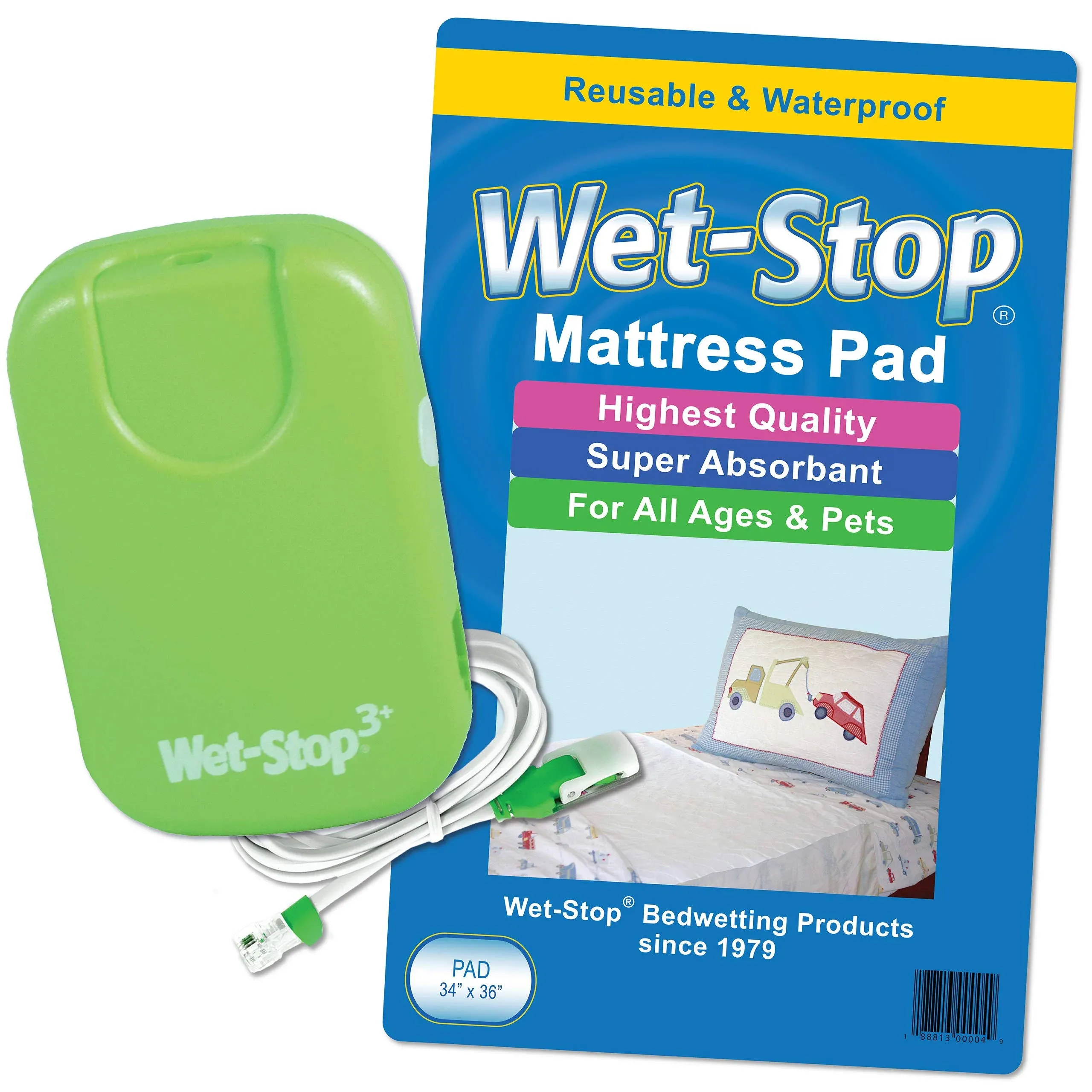 Wet-Stop3 Kit: Bedwetting Enuresis Alarm with Waterproof Bed Pad for Boys and ...