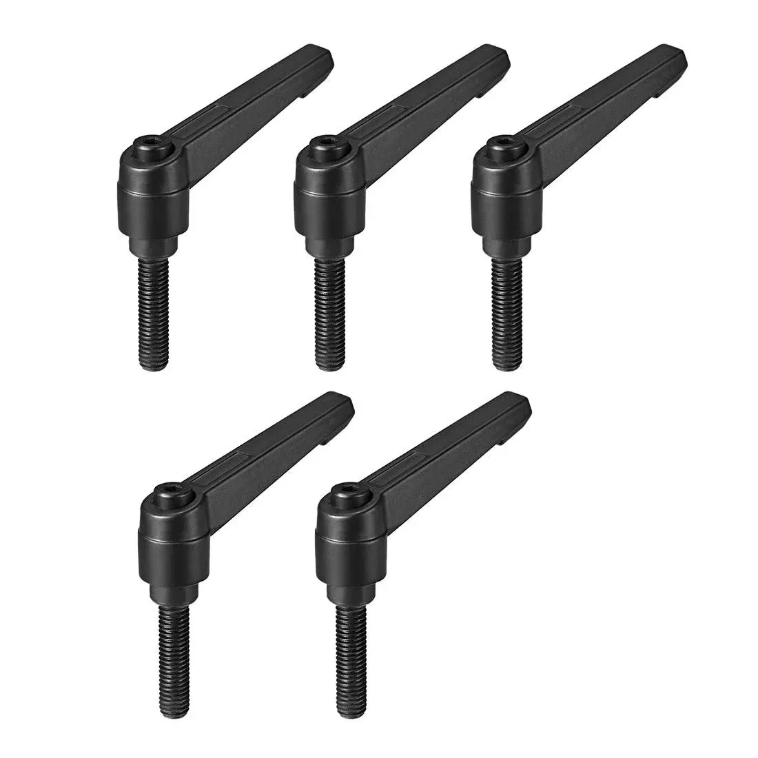 uxcell M8 x 32mm Handle Adjustable Clamping Lever Thread Push Button Ratchet Male Threaded Stud Knobs Locking Rotating Screw Handles Quick Release Bolt Black 5pcs