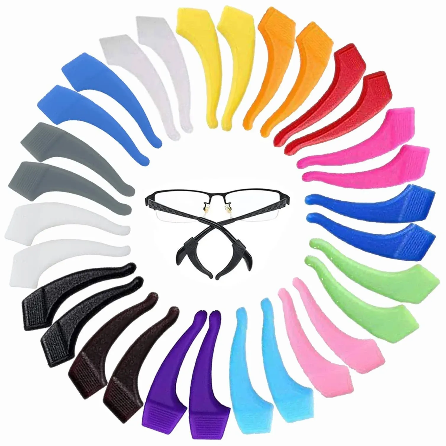 Glasses Ear Grip - 15 pairs Kids and Adults Sport Eyeglass Strap Holder, Eyewear Retainer, Silicone Anti Slip Holder For Glasses, Eyeglass Temple Tip (Multicolored1)