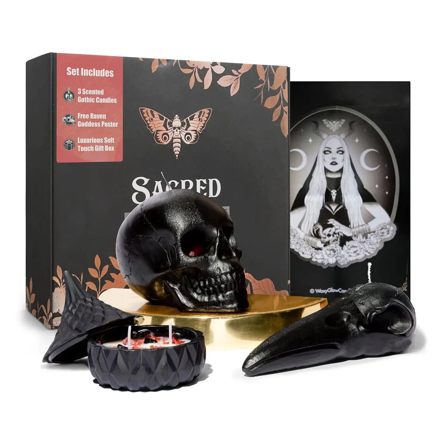 Sacred Luxury Skull Candle Set - Witchy Gifts for Women | Gothic Candles 