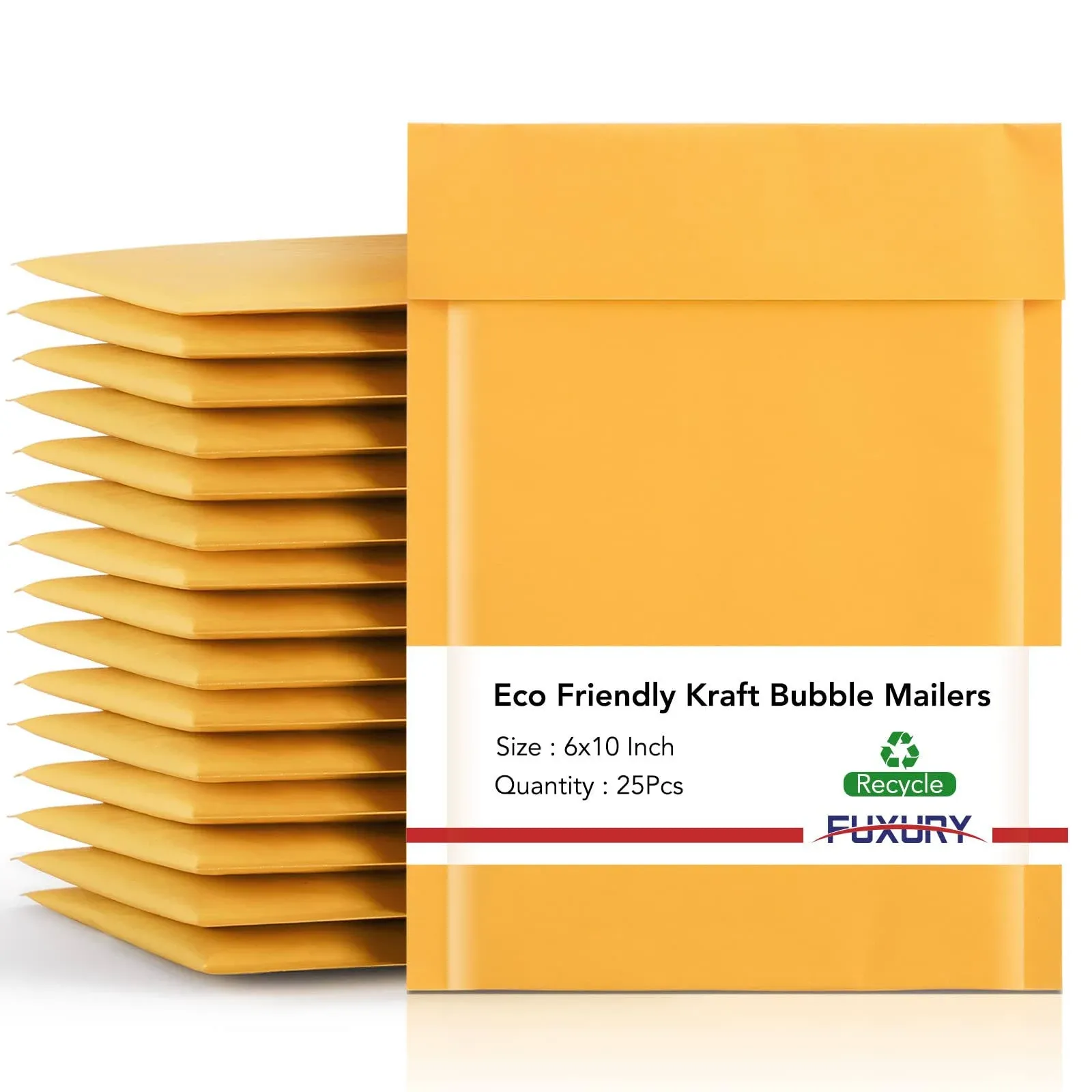 Fuxury Kraft Bubble Mailer 6x10 Inch 25 Pack，Strong Adhesion Padded Envelopes,Self Seal Bubble Envelopes, Waterproof Cushioned Bubble Mailers Packaging for Small Business，Bulk #0 Mailers Yellow