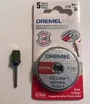 Dremel EZ456, 1 1/2-Inch (38.1 mm) Wheel Diameter, EZ - Lock™ Fiberglass Reinforced Cut-off Wheels, Rotary Tool Cutting Disc for metal cutting, 5 pieces, Medium , Red