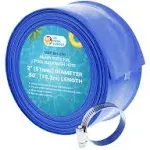 U.S. Pool Supply 2" x 50' Heavy Duty Blue PVC Swimming Pool Backwash Hose with Hose Clamp