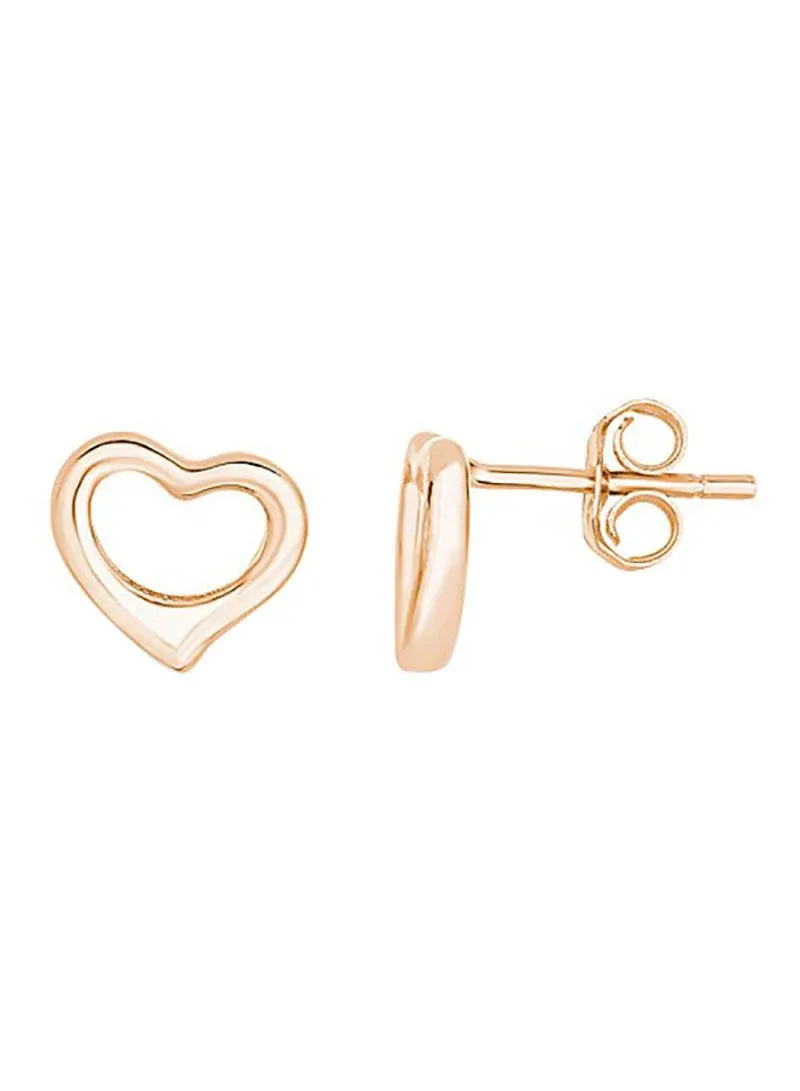 Lavishe 14K Rose Gold Plated Sterling Silver Open Heart Stud Earrings for Women ...