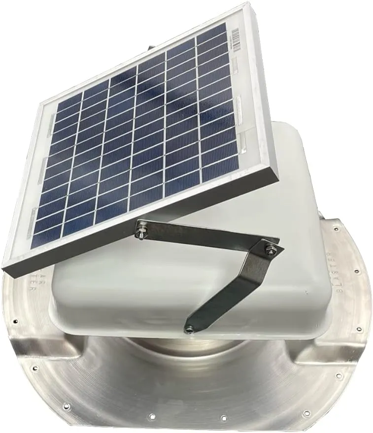 Solar Mega RoofBlaster for Conex Shipping Containers for 6.5" Ribs-White (adjustabled) | Solar-Powered Vent FA