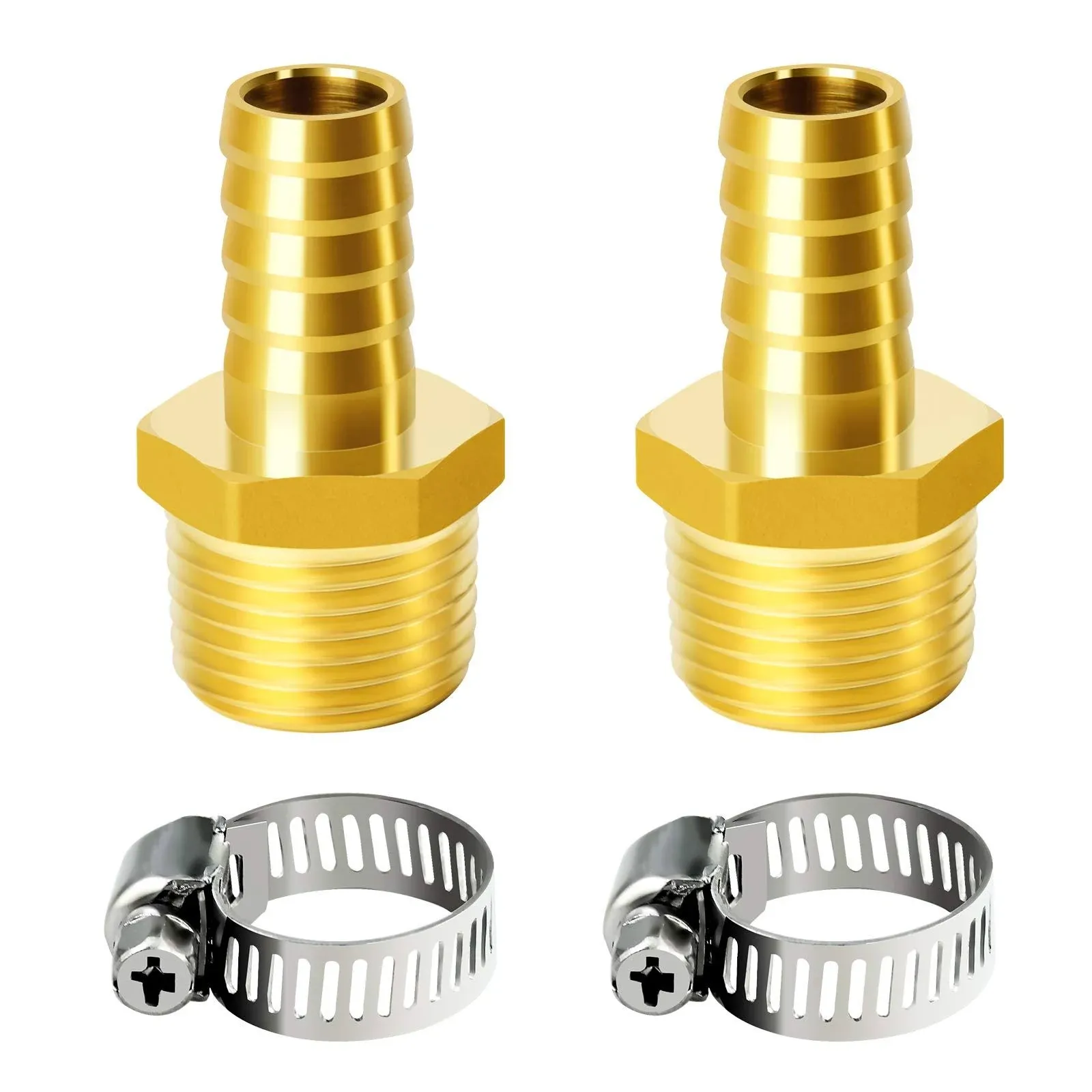 TAILONZ PNEUMATIC Brass Hose Barb Fitting -1/2 Inch Barb to 1/2 Inch Male NPT Adapter（Pack of 5)