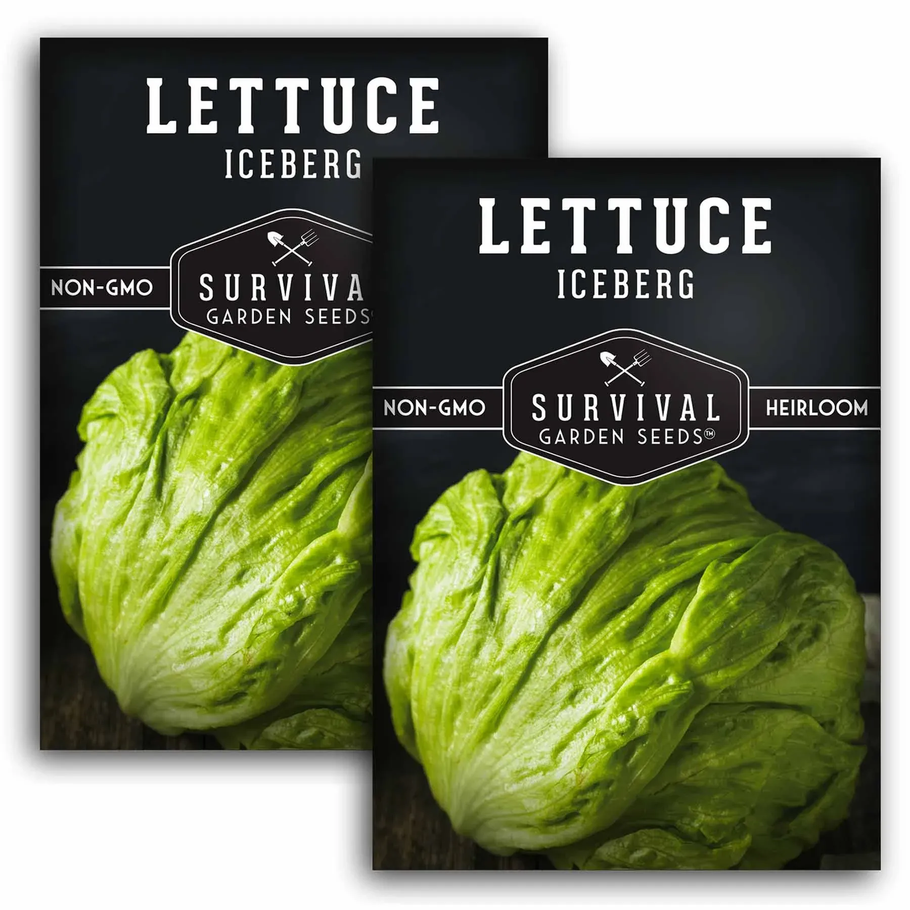 2 Packs Iceberg Lettuce Seed for Planting - Packet with Instructions to Grow Crisp Head Lettuce in Your Home Vegetable Garden - Non-GMO Heirloom Variety - Survival Garden Seeds