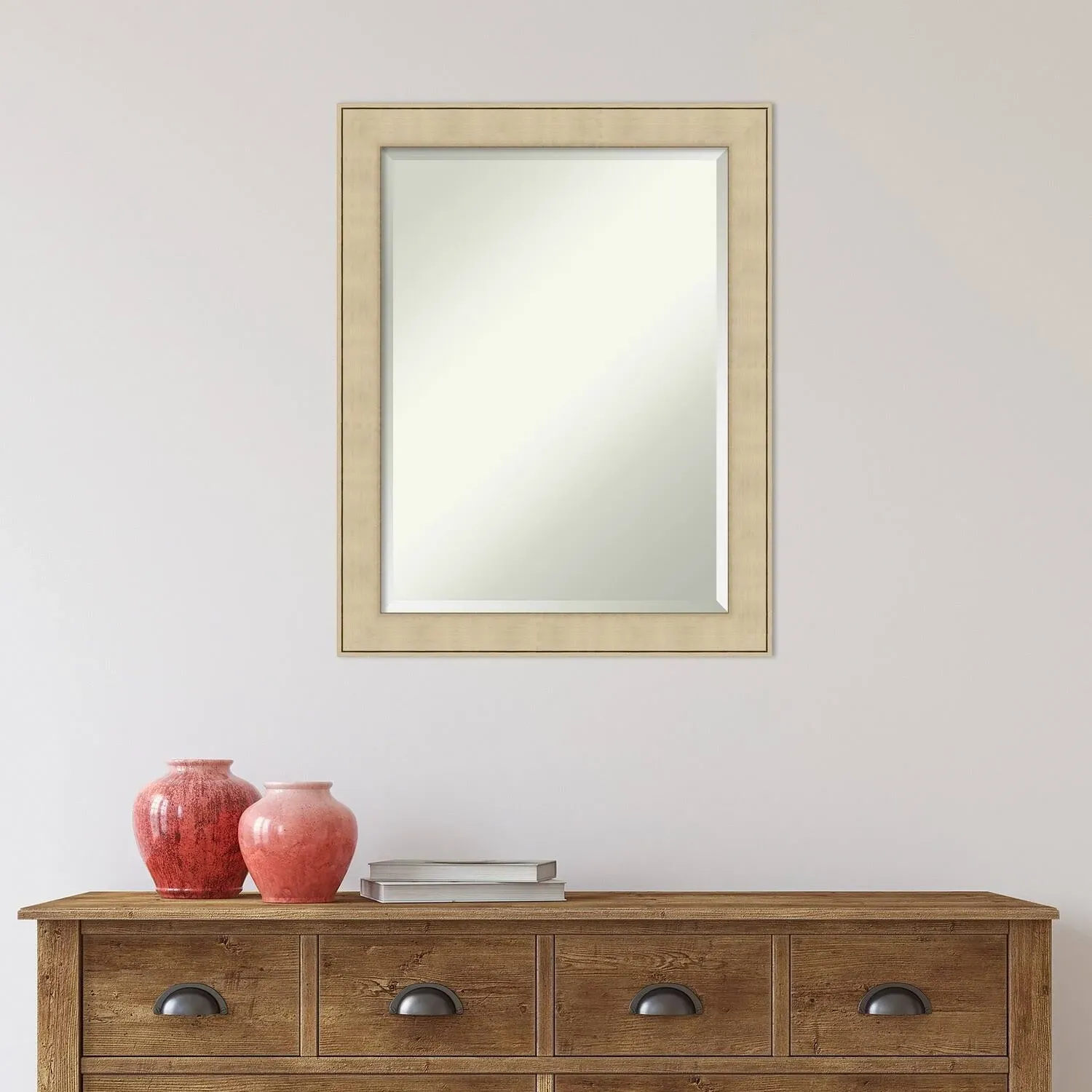 Amanti Art Bathroom Mirror, Classic Honey Silver Wall Mirror for use as Bathroom Vanity Mirror Over Sink (28 x 22 in.) Beveled Mirror, Silver Mirror, Casual Mirror from WI, USA