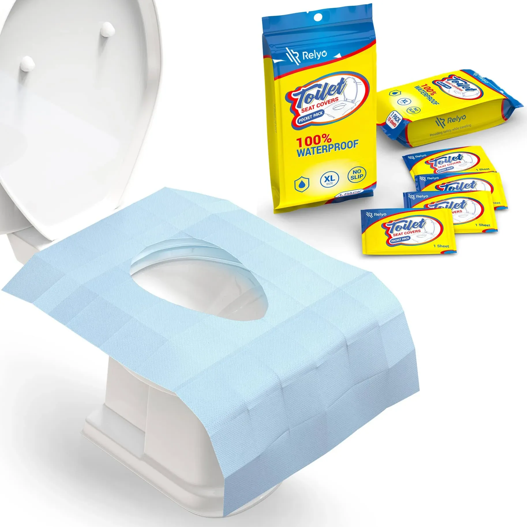 Toilet Seat Covers Disposable 100% Waterproof (20 Pack) - XL Disposable Toilet S