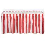 Oojami 4 Pack Red & White Striped Table Skirt Carnival Circus Decorations